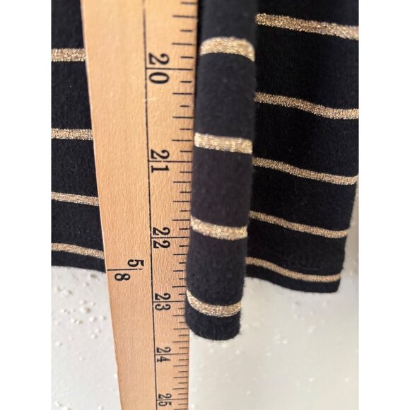 Lauren Ralph Lauren Black Metallic Gold Striped Long Sleeve Shirt PL  Women - Picture 7 of 9
